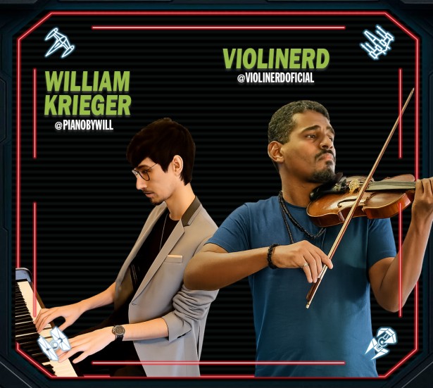 @VioliNerd (violinista Joan Castro) e @PianoByWill (pianista William Krieger) na JEDICON.
